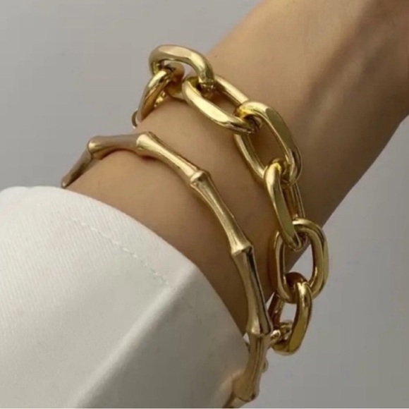 boutiquee Jewelry - New 14k Gold plated Bamboo Bracelet Stack Set